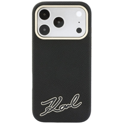 MagSafe tok Apple iPhone 18 Pro / 17 Pro készülékhez, Karl Lagerfeld, szemcsés gyanta logóval, fekete