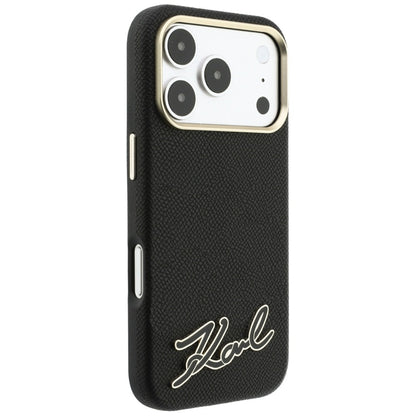 MagSafe tok Apple iPhone 18 Pro / 17 Pro készülékhez, Karl Lagerfeld, szemcsés gyanta logóval, fekete