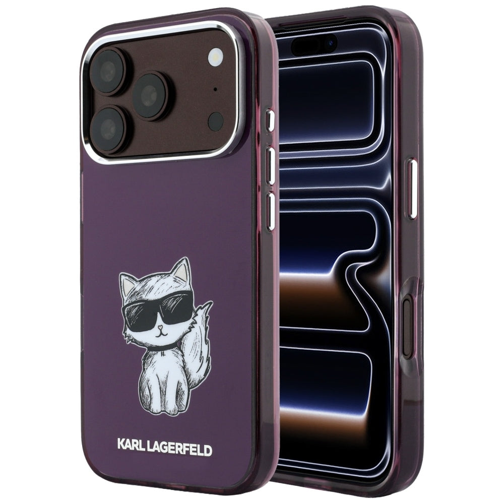 MagSafe tok Apple iPhone 18 Pro / 17 Pro készülékhez, Karl Lagerfeld, HC IML Choupette Body Sketch Print, Bordó