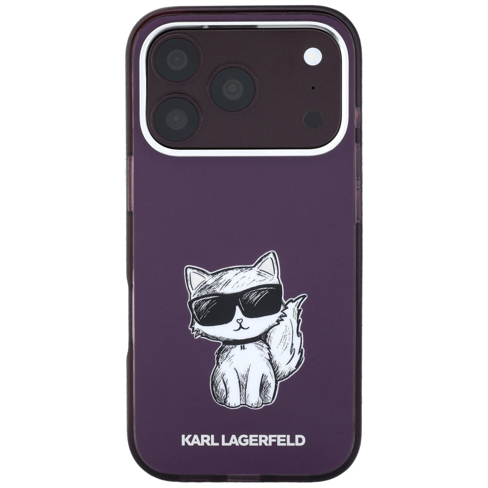 MagSafe tok Apple iPhone 18 Pro / 17 Pro készülékhez, Karl Lagerfeld, HC IML Choupette Body Sketch Print, Bordó