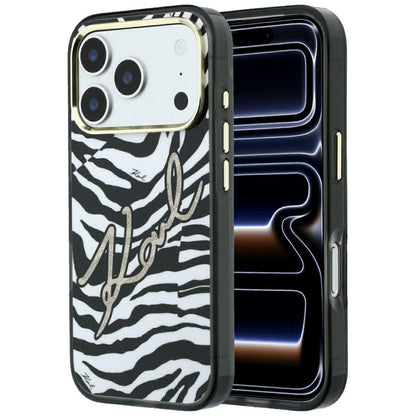 MagSafe tok Apple iPhone 18 Pro / 17 Pro számára, Karl Lagerfeld, HC IML Signature Zebra Glitter Gold, Fekete