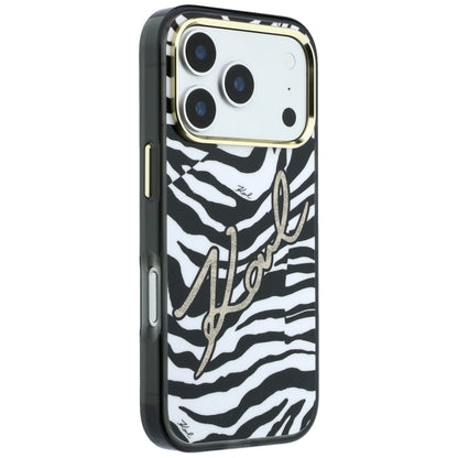 MagSafe tok Apple iPhone 18 Pro / 17 Pro számára, Karl Lagerfeld, HC IML Signature Zebra Glitter Gold, Fekete