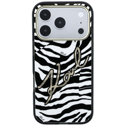 MagSafe tok Apple iPhone 18 Pro / 17 Pro számára, Karl Lagerfeld, HC IML Signature Zebra Glitter Gold, Fekete