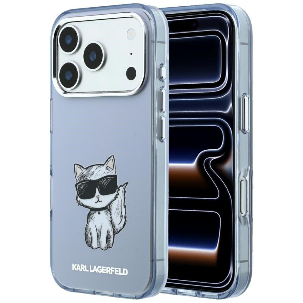 MagSafe Case for Apple iPhone 18 Pro / 17 Pro, Karl Lagerfeld, IML Choupette Body Sketch Print, Blue