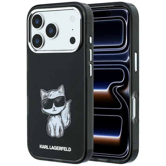 MagSafe tok Apple iPhone 18 Pro / 17 Pro készülékhez, Karl Lagerfeld, IML Choupette Body Sketch Print, Fekete