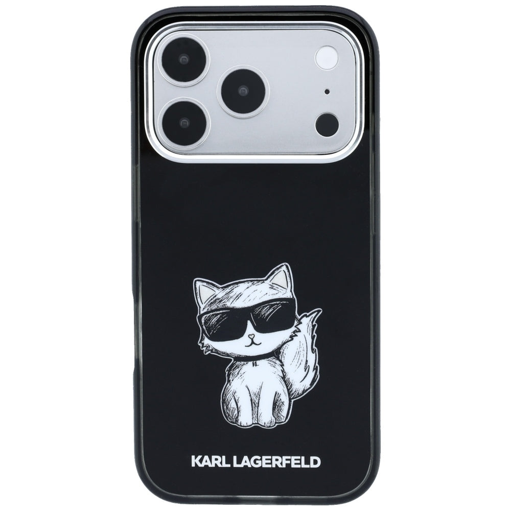 MagSafe Case for Apple iPhone 18 Pro / 17 Pro, Karl Lagerfeld, IML Choupette Body Sketch Print, Black