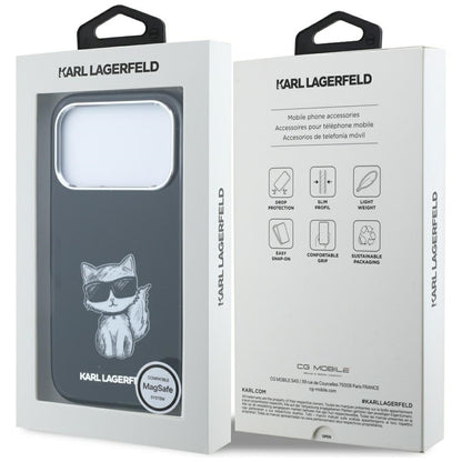 MagSafe Case for Apple iPhone 18 Pro / 17 Pro, Karl Lagerfeld, IML Choupette Body Sketch Print, Black