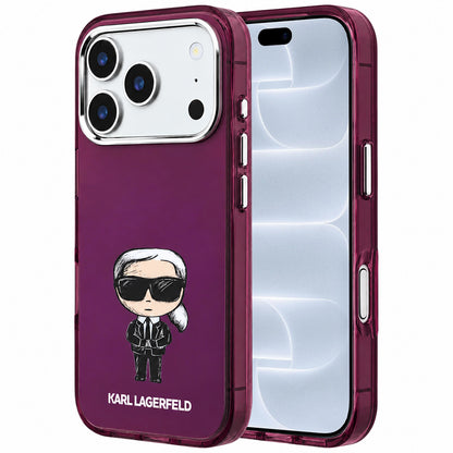 MagSafe tok Apple iPhone 18 Pro / 17 Pro készülékhez, Karl Lagerfeld, HC IML Ikonik Sketch Print, bordó