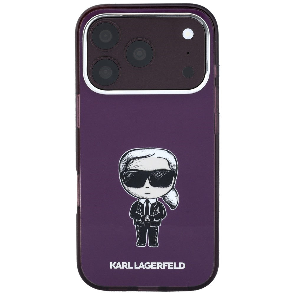 MagSafe tok Apple iPhone 18 Pro / 17 Pro készülékhez, Karl Lagerfeld, HC IML Ikonik Sketch Print, bordó