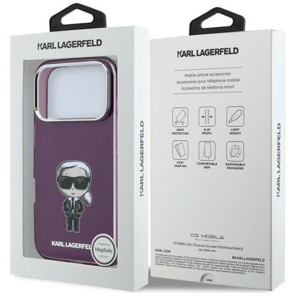 MagSafe tok Apple iPhone 18 Pro / 17 Pro készülékhez, Karl Lagerfeld, HC IML Ikonik Sketch Print, bordó