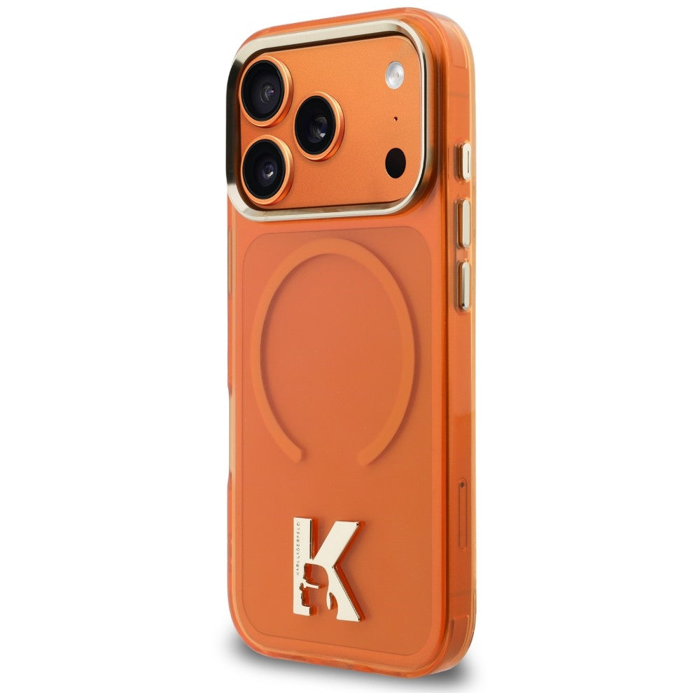 MagSafe Case for Apple iPhone 18 Pro / 17 Pro, Karl Lagerfeld, IML Karl Head Logo, Orange
