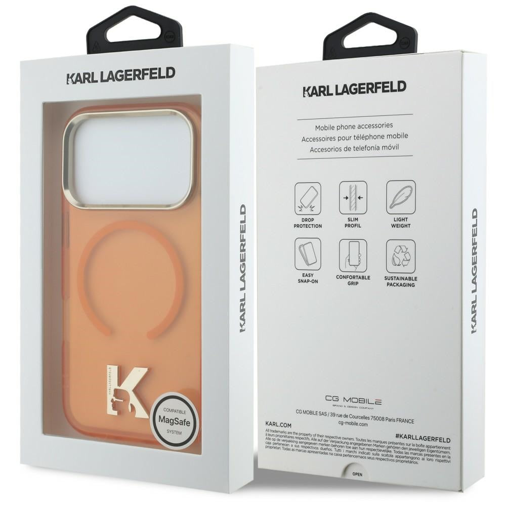 MagSafe Case for Apple iPhone 18 Pro / 17 Pro, Karl Lagerfeld, IML Karl Head Logo, Orange