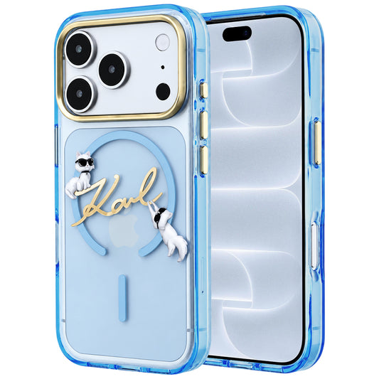 MagSafe tok Apple iPhone 18 Pro / 17 Pro számára, Karl Lagerfeld, IML Choupette Karl Script Logo, Kék