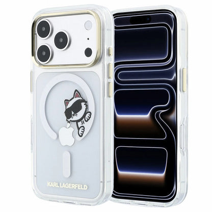 MagSafe tok Apple iPhone 18 Pro / 17 Pro számára, Karl Lagerfeld, IML Peekaboo nyomat és fém keret, átlátszó