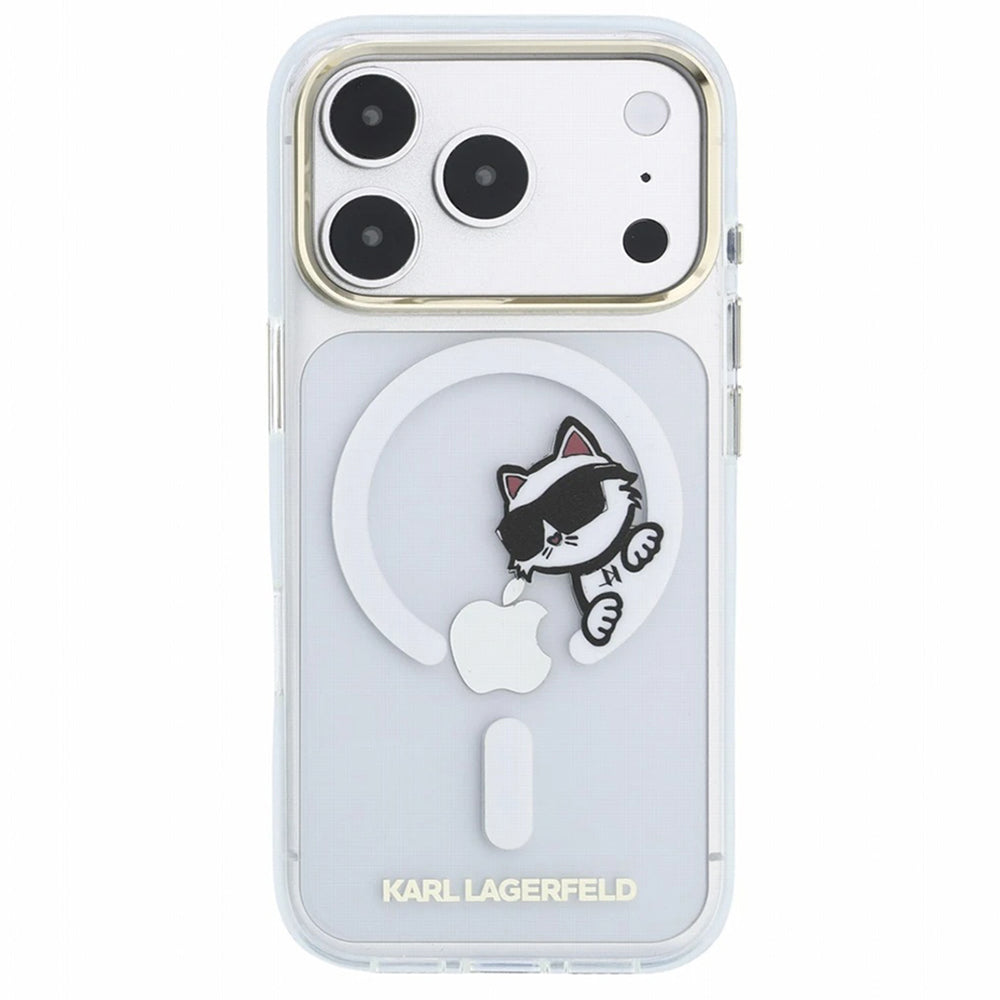MagSafe tok Apple iPhone 18 Pro / 17 Pro számára, Karl Lagerfeld, IML Peekaboo nyomat és fém keret, átlátszó