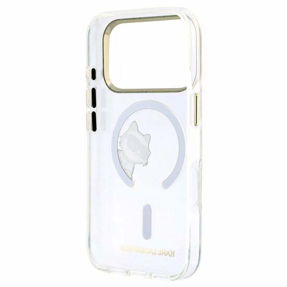 MagSafe tok Apple iPhone 18 Pro / 17 Pro számára, Karl Lagerfeld, IML Peekaboo nyomat és fém keret, átlátszó