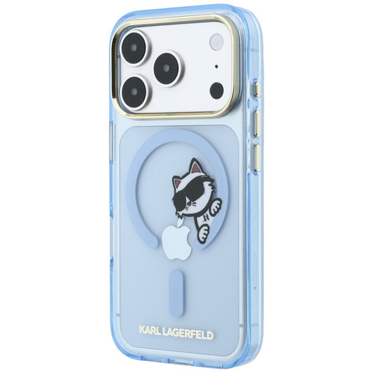 MagSafe tok Apple iPhone 18 Pro / 17 Pro számára, Karl Lagerfeld, IML Peekaboo nyomat és fém keret, kék