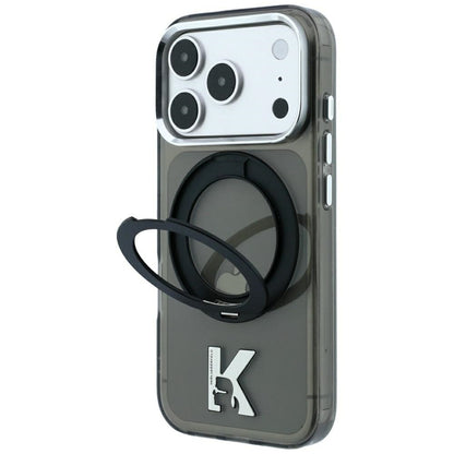 MagSafe Case for Apple iPhone 18 Pro / 17 Pro, Karl Lagerfeld, IML Ring Stand Kameo Metal, Black