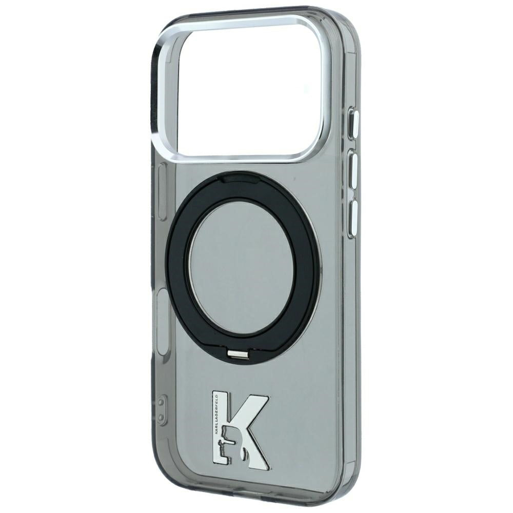 MagSafe Case for Apple iPhone 18 Pro / 17 Pro, Karl Lagerfeld, IML Ring Stand Kameo Metal, Black