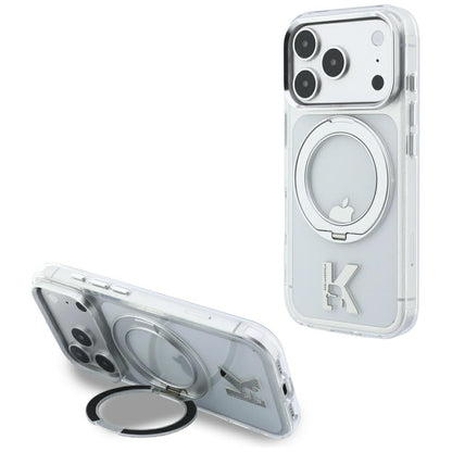 MagSafe tok Apple iPhone 18 Pro / 17 Pro készülékhez, Karl Lagerfeld, IML gyűrűs állvány Kameo fém, átlátszó