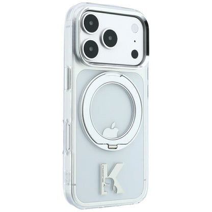 MagSafe tok Apple iPhone 18 Pro / 17 Pro készülékhez, Karl Lagerfeld, IML gyűrűs állvány Kameo fém, átlátszó