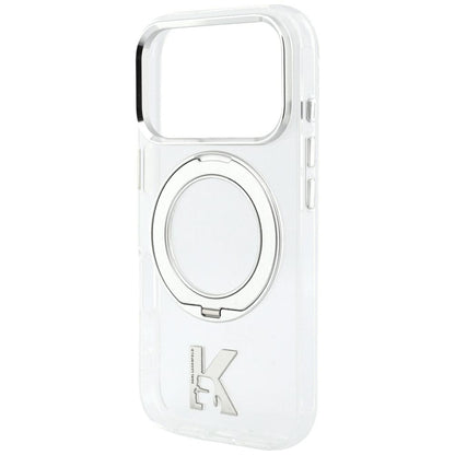 MagSafe tok Apple iPhone 18 Pro / 17 Pro készülékhez, Karl Lagerfeld, IML gyűrűs állvány Kameo fém, átlátszó