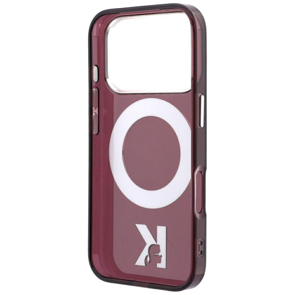 MagSafe Case for Apple iPhone 18 Pro / 17 Pro, Karl Lagerfeld, IML Ring Stand Kameo Metal, Burgundy