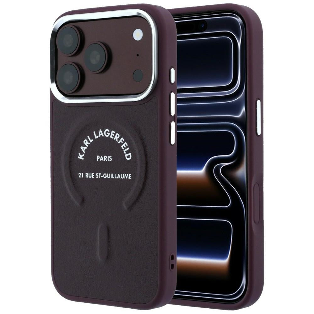 MagSafe tok Apple iPhone 18 Pro / 17 Pro-hoz, Karl Lagerfeld, Ring Karl RSG logó, Bordó