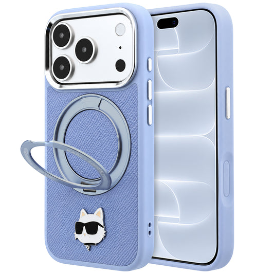 MagSafe tok Apple iPhone 18 Pro / 17 Pro-hoz, Karl Lagerfeld, Ring Stand 360 Choupette Pin, Kék