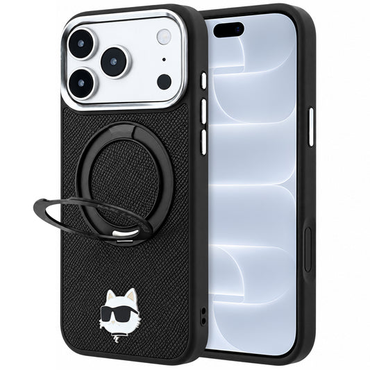 MagSafe tok Apple iPhone 18 Pro / 17 Pro készülékhez, Karl Lagerfeld, Ring Stand 360 Choupette Pin, Fekete