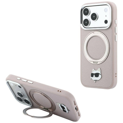 MagSafe tok Apple iPhone 18 Pro / 17 Pro készülékhez, Karl Lagerfeld, Ring Stand 360 Choupette Pin, rózsaszín