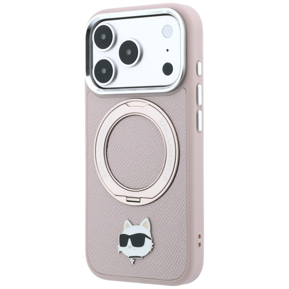 MagSafe tok Apple iPhone 18 Pro / 17 Pro készülékhez, Karl Lagerfeld, Ring Stand 360 Choupette Pin, rózsaszín