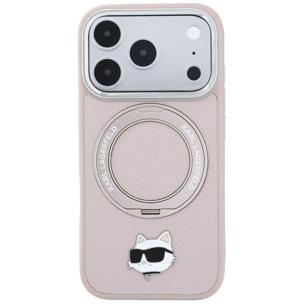 MagSafe tok Apple iPhone 18 Pro / 17 Pro készülékhez, Karl Lagerfeld, Ring Stand 360 Choupette Pin, rózsaszín