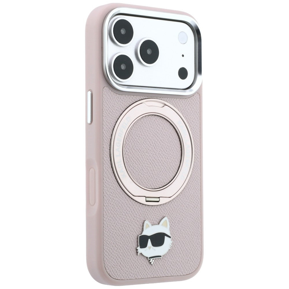 MagSafe tok Apple iPhone 18 Pro / 17 Pro készülékhez, Karl Lagerfeld, Ring Stand 360 Choupette Pin, rózsaszín