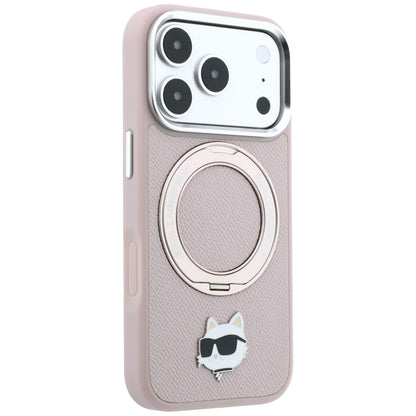 MagSafe tok Apple iPhone 18 Pro / 17 Pro készülékhez, Karl Lagerfeld, Ring Stand 360 Choupette Pin, rózsaszín
