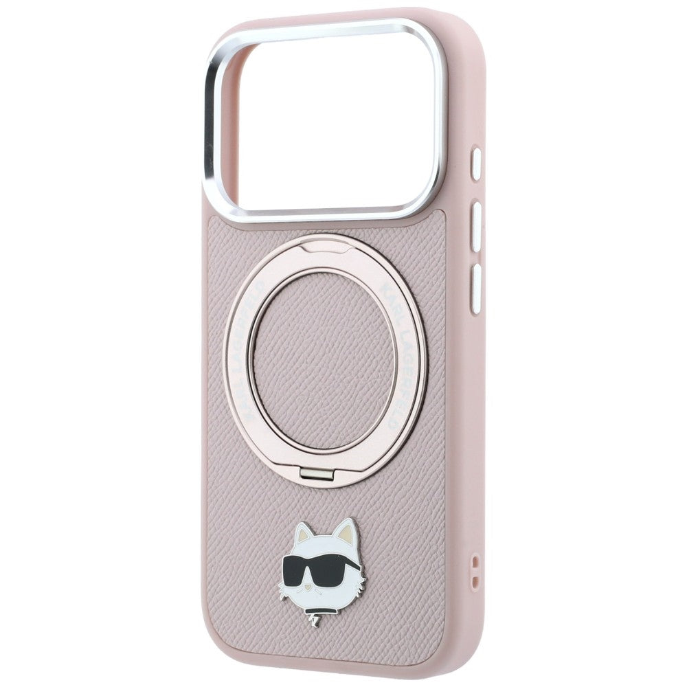MagSafe tok Apple iPhone 18 Pro / 17 Pro készülékhez, Karl Lagerfeld, Ring Stand 360 Choupette Pin, rózsaszín