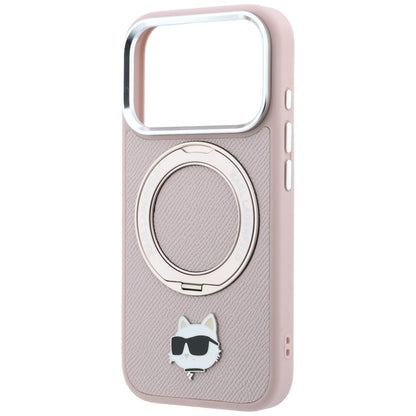 MagSafe tok Apple iPhone 18 Pro / 17 Pro készülékhez, Karl Lagerfeld, Ring Stand 360 Choupette Pin, rózsaszín