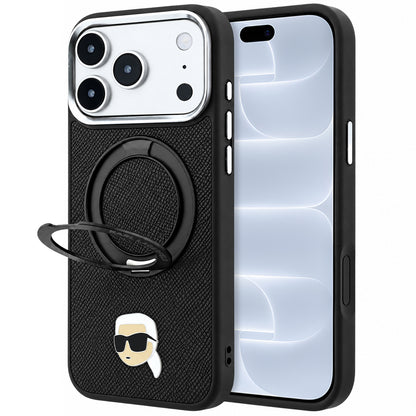 MagSafe tok Apple iPhone 18 Pro / 17 Pro készülékhez, Karl Lagerfeld, Ring Stand 360 Karl Pin, Fekete