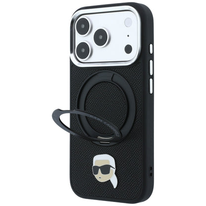 MagSafe tok Apple iPhone 18 Pro / 17 Pro készülékhez, Karl Lagerfeld, Ring Stand 360 Karl Pin, Fekete
