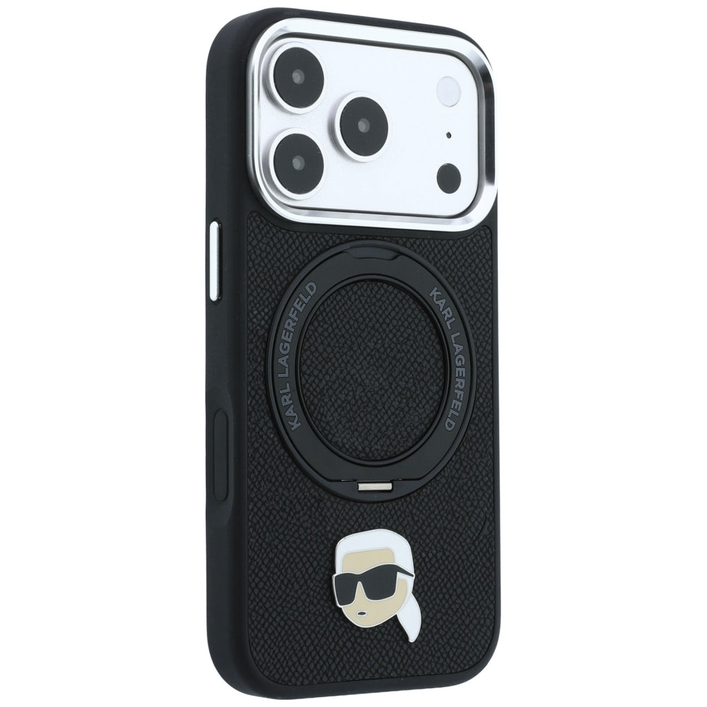 MagSafe tok Apple iPhone 18 Pro / 17 Pro készülékhez, Karl Lagerfeld, Ring Stand 360 Karl Pin, Fekete