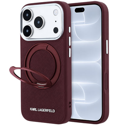 MagSafe tok Apple iPhone 18 Pro / 17 Pro készülékhez, Karl Lagerfeld, Ring Stand 360 Saffiano, bordó