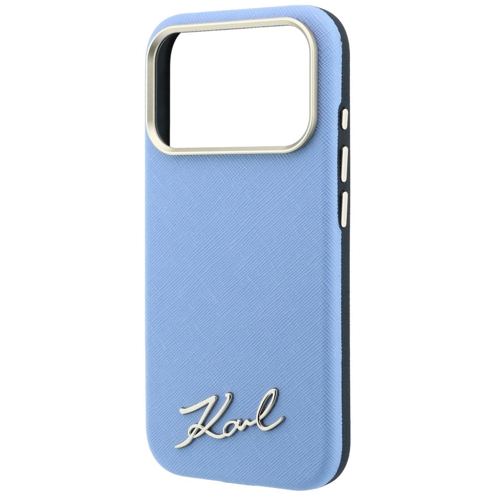 MagSafe tok Apple iPhone 18 Pro / 17 Pro számára, Karl Lagerfeld, Saffiano Small Script fém logó, kék