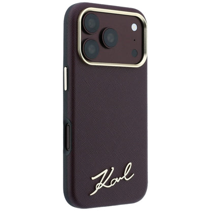 MagSafe tok Apple iPhone 18 Pro / 17 Pro készülékhez, Karl Lagerfeld, Saffiano Small Script fém logóval, bordó