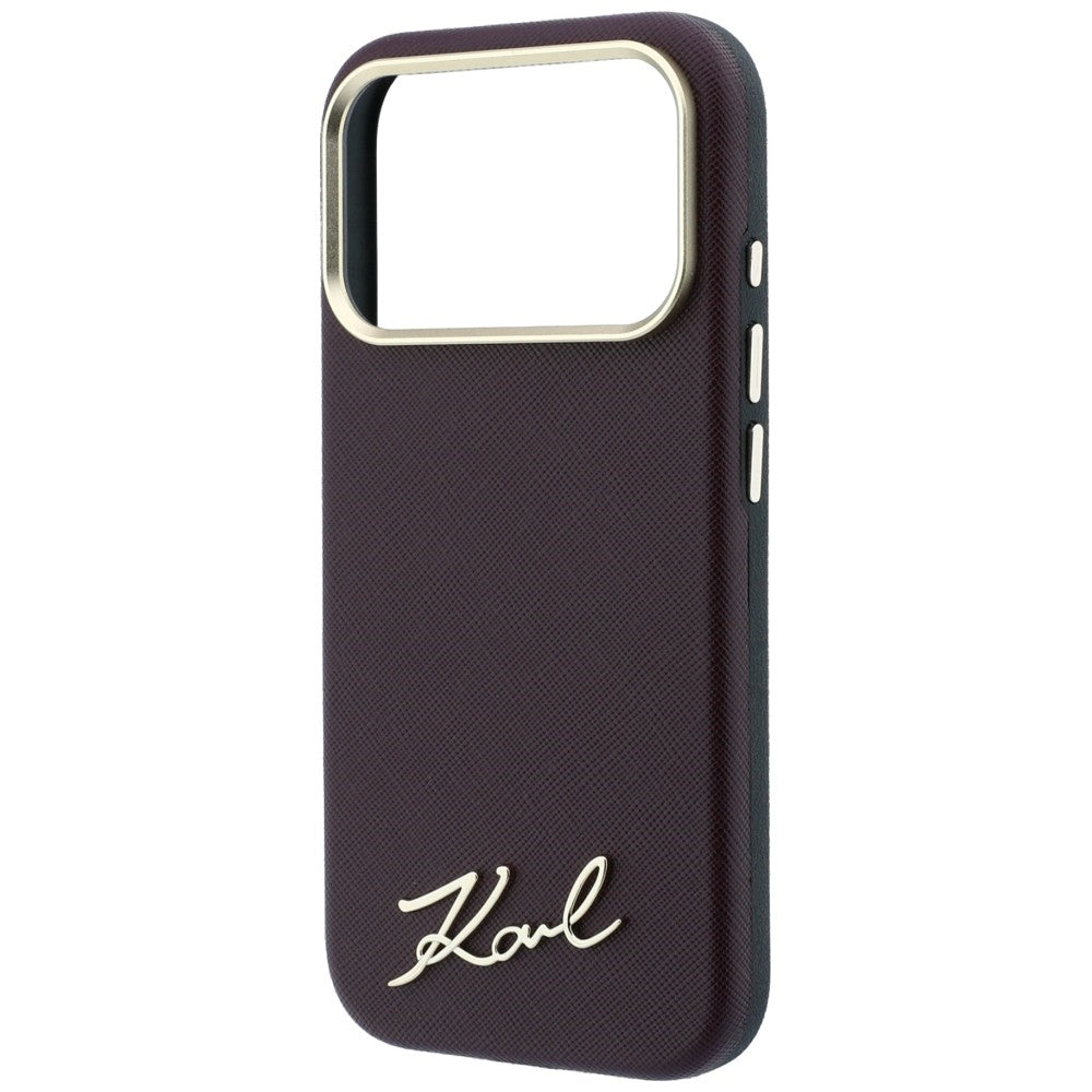 MagSafe tok Apple iPhone 18 Pro / 17 Pro készülékhez, Karl Lagerfeld, Saffiano Small Script fém logóval, bordó