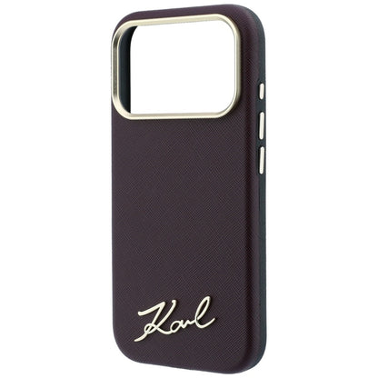 MagSafe tok Apple iPhone 18 Pro / 17 Pro készülékhez, Karl Lagerfeld, Saffiano Small Script fém logóval, bordó