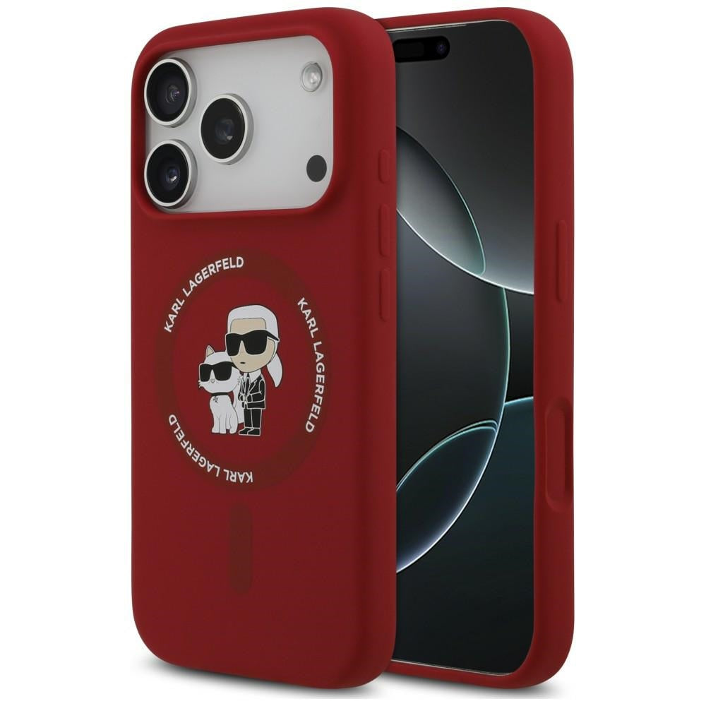 MagSafe Case for Apple iPhone 18 Pro / 17 Pro, Karl Lagerfeld, Silicone Ring Karl & Choupette, Pink