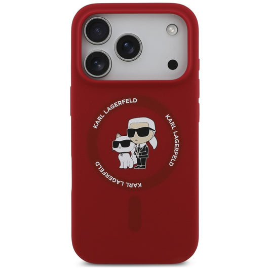 MagSafe tok Apple iPhone 18 Pro / 17 Pro készülékhez, Karl Lagerfeld, Silicone Ring Karl & Choupette, rózsaszín
