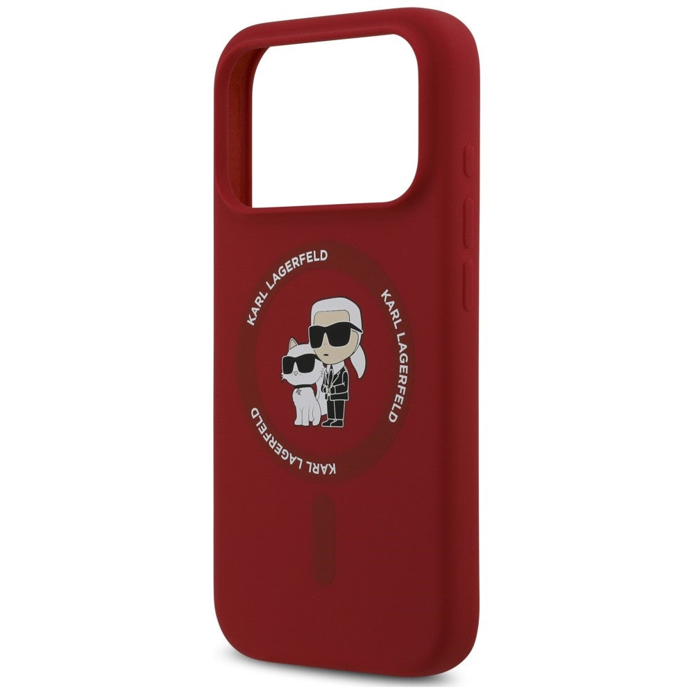 MagSafe Case for Apple iPhone 18 Pro / 17 Pro, Karl Lagerfeld, Silicone Ring Karl & Choupette, Pink