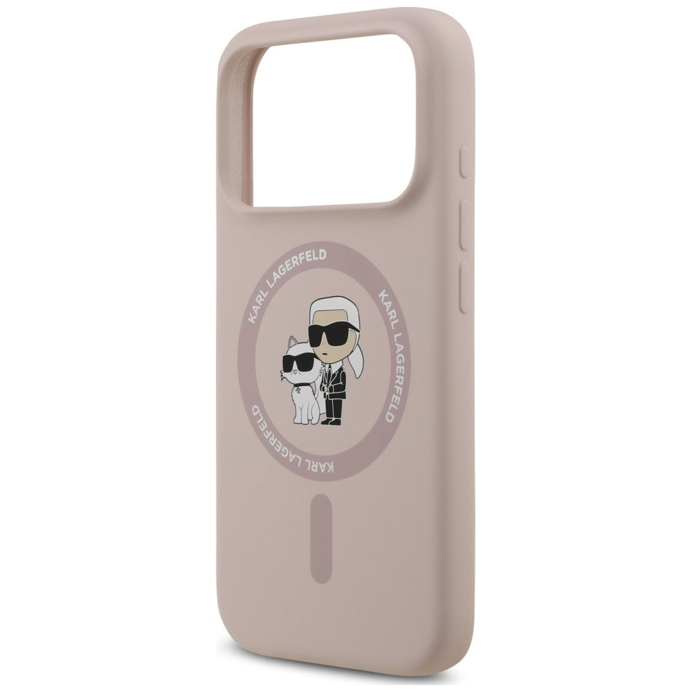 MagSafe Case for Apple iPhone 18 Pro / 17 Pro, Karl Lagerfeld, Silicone Ring Karl & Choupette, Pink