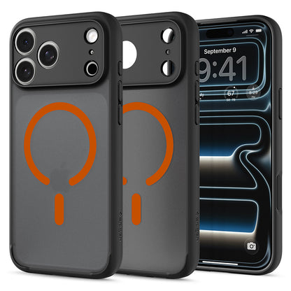 MagSafe tok Apple iPhone 18 Pro / 17 Pro-hoz, Spigen, Ultra Hybrid, Fekete Narancssárga Selyemfényű ACS12162